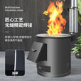 柴火灶家用农村室内户外烧木柴铁大锅灶台炉移动新型节能便携庭院 40cm黑圆桶+水箱3米烟管配件
