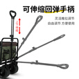 JEEP吉普露营车户外可折叠手推野餐营地超大拖车拉杆摆摊小推车 绿咖色+木纹桌板