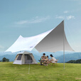 原始人天幕帐篷户外大号专业防晒银胶涂层沙滩遮阳棚露营装备 （22平方）奶油咖【2-12人】