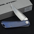 锐狮帝REALSTEEL锐狮帝N690不锈钢Luna钛柄户外轻量EDC口袋刀便携折叠刀 7001 TS-03蓝色钛金属手柄