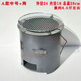 柏潮加厚钢板炉柴火炉木炭炉围炉煮茶取暖户外烧烤家用多功能烧煤煮饭 A款小号便携式烤炉