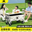 探险者（TAN XIAN ZHE）露营车儿童可躺户外露营推车营地车野营车可折叠桌板野餐车买菜车 云峰白全套黑胶套餐【超防晒】