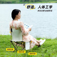 野徒者户外折叠椅子便携式板凳钓鱼椅美术生休闲马扎摆摊露营折叠桌椅子 米黄色【大号桌】 便携露营桌椅