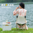 野徒者户外折叠椅子便携式板凳钓鱼椅美术生休闲马扎摆摊露营折叠桌椅子 米黄色【大号桌】 便携露营桌椅