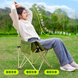格术户外折叠椅月亮椅露营椅马扎折叠凳沙滩椅便携式桌椅露营装备全套 推荐套装-95长桌+4把奶绿色月亮椅