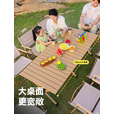 野徒者露营桌蛋卷桌户外折叠桌子椅便携式野餐桌椅露营装备野炊野营套装 卡其色-大号-榉木扶手 加固承重