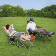Naturehike挪客暮望聚拢式连桌躺椅午休户外露营午睡钓鱼可坐可躺沙滩折叠椅 双人椅套装卡其色*2+折叠箱
