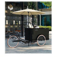 夜市摆摊推车夜市倒骑驴三轮餐车美食流动小吃摊位车可骑行售货车 黑色宣传车+带伞款