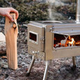 户外露营不锈钢折叠取暖炉多功能取暖桌面帐篷无烟便携式柴火室内 不锈钢小鹿款柴火炉【送防烫手套+灰耙】