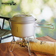 SNOW ROCK英迪纯钛户外露营轻便1.4L飞碟锅+圆茶盘片+800ml烧水壶 浅灰色 正品保障