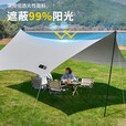 探险者（TAN XIAN ZHE）户外八角防晒天幕露营野营超大遮阳棚套装野餐银胶蝶形天幕防水 【四杆搭建】30㎡奶油咖全景视野