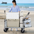 JEEP露营推车折叠野营手推车儿童可躺旅行车野餐推车摆摊地摊大号 墨烬黑【推拉一体 升级大容量】