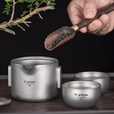 Ti artisan钛工匠纯钛户外茶具套装旅行野营便携泡茶器双层防烫泡茶钛杯 一壶二杯泡茶器礼盒装【磨砂款】