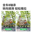 原始人露营推车户外折叠小拖车手推营地车儿童可躺野餐野营旅行聚拢拉车 180L 经典款卡其【5cm万向轮】