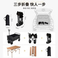 露营摆摊伞车一体车野餐车折叠桌户外移动夜市可升降餐车 【拖斗款】坦克黑+90升降桌+伞