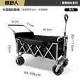 露营推车户外营地拖车旅行折叠手推野餐野营聚拢拉车小拖车 黑色 【推拉一体】大容量大承重