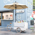 铁艺倒骑驴摆摊三轮车小吃移动地摊夜市小推车户外摊位花车餐车 白色