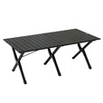 牧高笛（MOBIGARDEN）蛋卷桌 户外露营便携式餐桌可折叠铝合金蛋卷桌山涧 曜石黑L