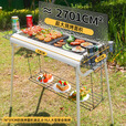 烧烤炉家用便携抽拉式加厚炉子野外木炭烤肉烤串工具户外烧烤架子 加厚烧烤炉+调料板*2+置物架