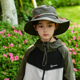 RICH YOUR HOME德国品质登山帽儿童防晒遮阳男童女孩大帽簷户外大头围牛仔渔夫 黑色(皮扣) 建议年龄5-15岁建议头围48-58cm