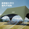JEEP速搭懒人黑胶天幕户外野餐露营遮阳防雨沙滩津布凉棚六角天幕 【两部速搭】懒人黑胶天幕苍霞绿中号
