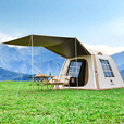 骆驼流云小筑黑胶免搭自动充气户外过夜露营野营专业装备天幕帐篷 珠光白/冰咖色-136BJ54008