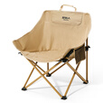 原始人户外折叠椅露营椅子躺椅便携折叠月亮椅小凳子折叠凳钓鱼凳 经典款卡其-轻量便携 一键开合