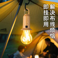 太阳能充电灯泡多功能遥控露营球泡灯营地挂钩式暖光钨丝灯泡 浅色平底