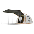 骆驼流云小筑黑胶免搭自动充气户外过夜露营野营专业装备天幕帐篷 珠光白/冰咖色-136BJ54008