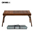 OnwaySports户外露营茶几桌 便携折叠铝合金蛋卷桌 BC黑化IGT野餐桌 OW-8242 复古茶几桌(桌炉另购) 木纹色