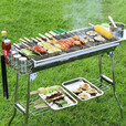 烧烤炉烤炉烧烤架家用户外折叠便携式全套工具庭院不锈钢加厚烤肉 大号折叠款【食品级不锈钢网】+5配件