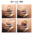 OEMG围炉煮茶炉套装器具烧烤炉碳炉子老式陶土打边炉家用室内户外庭院 小号炉+烤网