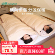 山扉户外睡袋隔脏睡袋成人加厚露营睡袋秋冬防寒可拼接双人四季通用 【右】卡其色1.3kg【春夏款】