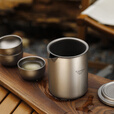 Ti artisan钛工匠纯钛双层快客杯户外露营便携式旅行茶具套装防烫泡茶器 一壶三杯礼盒装
