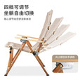 HISPEED旗速户外铝合金折叠躺椅便携露营野餐装备沙滩躺椅钓鱼凳 4挡调节躺椅【卡其色/配收纳袋】