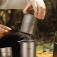 Ti artisan钛工匠纯钛双层快客杯户外露营便携式旅行茶具套装防烫泡茶器 一壶三杯礼盒装