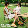 燃大师户外折叠椅子便携式野餐克米特椅超轻钓鱼露营用品装备椅沙滩桌椅 中号卡其色