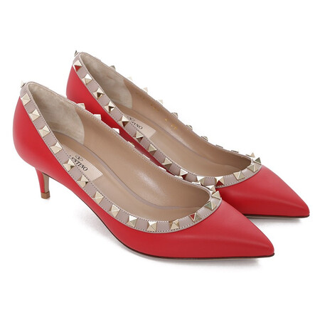 valentino华伦天奴女鞋羊皮铆钉中高跟鞋 红色tw2s0v22 vod 95b 36.