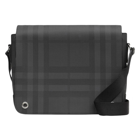 burberry 巴宝莉男包 新款格纹拼皮革单肩斜挎包 深