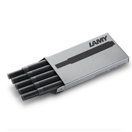 德国进口 凌美(LAMY)签字笔钢笔墨水水笔专用一次性墨水胆笔芯5支一盒T10 黑色 狩猎者恒星通用