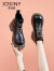 卓诗尼马丁靴女2023年秋冬新款单靴子潮酷英伦风女靴加绒厚底粗跟短靴女 黑色（薄绒） 34