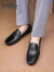 金利来（goldlion）男鞋冲孔皮鞋透气休闲鞋舒适套脚乐福鞋G520320183AAD黑色41