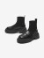 百思图冬商场新款加绒弹力连袜靴瘦瘦靴厚底女短靴VUN03DD3 黑色 37