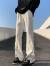 衣然呈品美式高街潮牌牛仔裤男春夏设计感小众修身微喇裤开衩拖地裤子男士 白色 XL【建议125-140斤】
