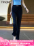 唐谜（TANGMI）窄版阔腿裤子女夏季薄款2024新款高腰垂感雪纺休闲宽松直筒长裤 白色 26/S(80-95斤)