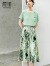 颜域（YANYEE）2023设计感小众圆领真丝衬衫女夏季气质休闲短袖法式 浅绿 S/36
