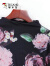 啄木鸟网纱女士t恤夏季2024新款设计感立领打底衫洋气半袖印花修身上衣 大花朵 3XL 120-130
