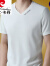 皮尔卡丹纯棉t恤男短袖v领中年爸爸纯色上衣新款夏季宽松打底衫 815黑色 180/2XL150斤-165斤