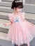 迪士尼（Disney）女童2024新款冰雪奇缘爱莎公主裙棉布洋气连衣裙子表演礼服裙子 粉色 100