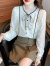 苏洛琳（SULUOLIN）2024年春秋季新款长袖衬衫女士装韩版百搭蕾丝打底时尚外套上衣服 米白色 S(建议：85-95斤)